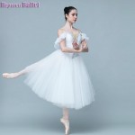 Adult And Kid Champagne High-elastic Fabric Ballet Tutu V-neckline Three-dimensional Lace Suspender Dance Dress For Competition